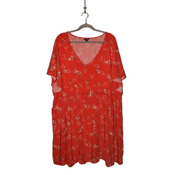 TORRID $56 Mini Challis V-Neck Elastic Waist Mini Dress Red Paisley 4 / US 4X - Picture 1 of 4